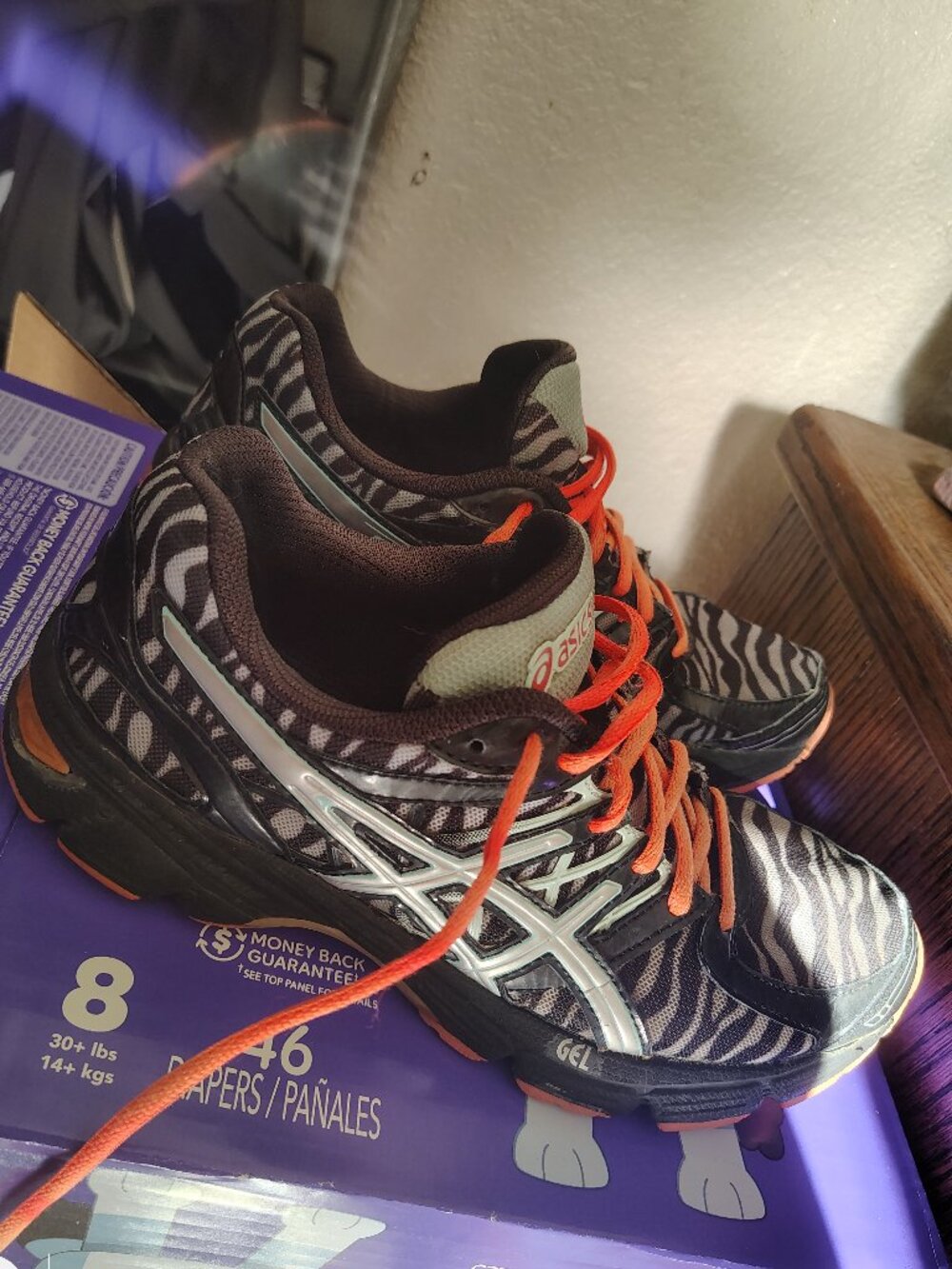 Asics Gel Duomax T48AQ Athletic Running Shoes Zebra Gray White Womens Sz 8.5